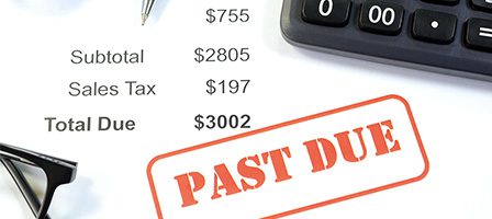 Overdue bill with total amount displayed