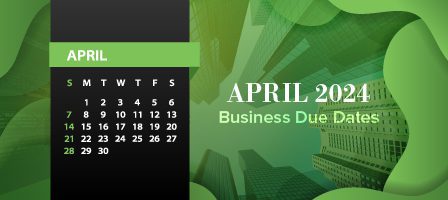 April 2024 schedule with cityscape background