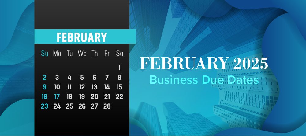Calendar highlighting February 2025 business events