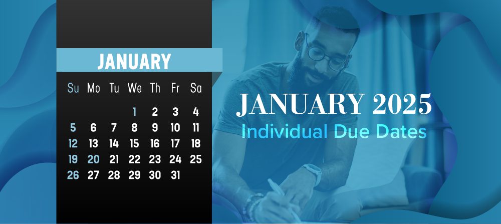 January 2025 calendar with due dates