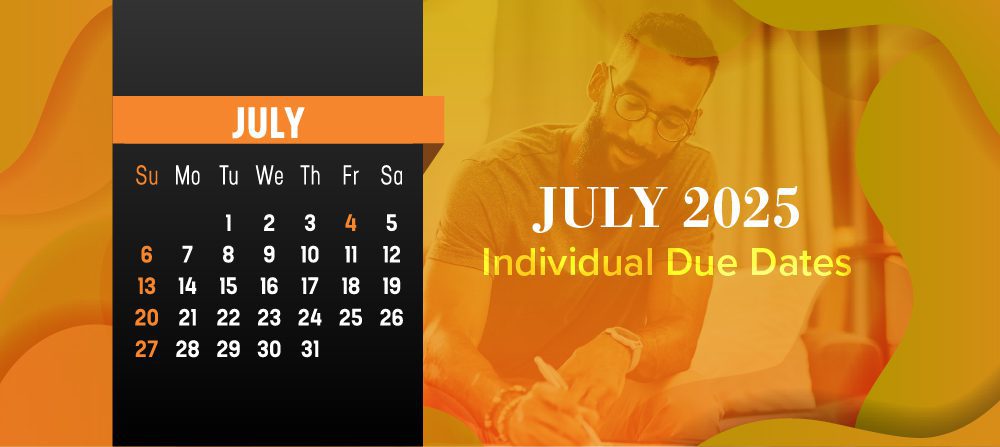 July 2025 calendar with individual due dates