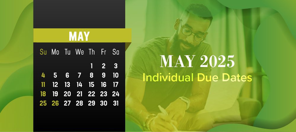 May 2025 calendar with due dates
