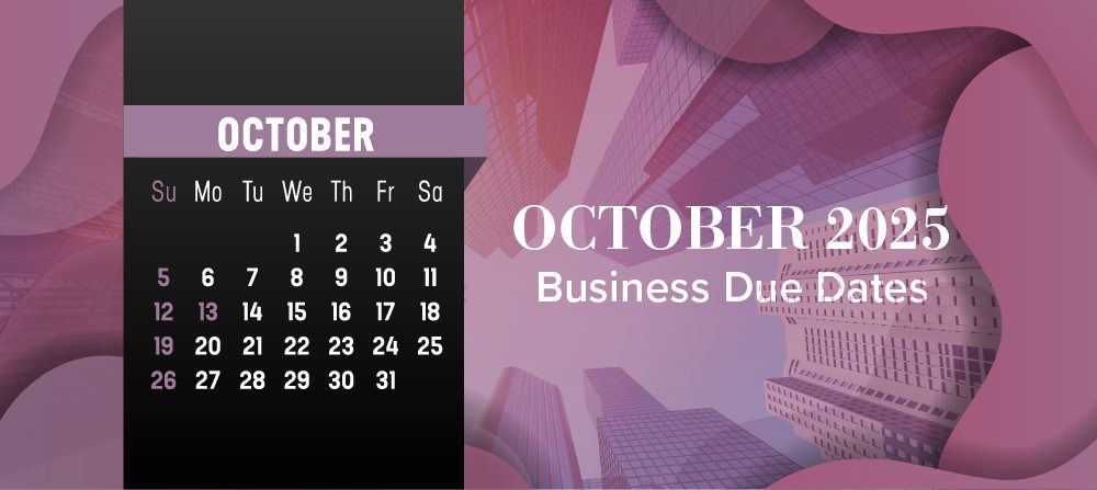 October 2025 calendar with business deadlines
