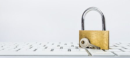 Keyboard with padlock and key