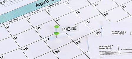 April calendar marked for tax deadline