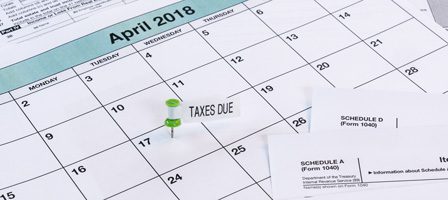 April 2018 calendar with tax notice
