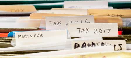 Labeled file folders in a drawer