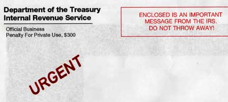 IRS urgent notice envelope