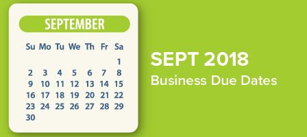 Monthly calendar highlighting business deadlines