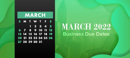 March 2022 calendar with due dates