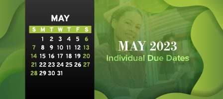 May 2023 calendar with due dates