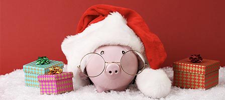 Piggy bank with Santa hat