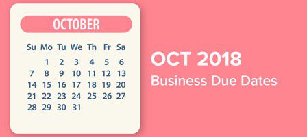 October 2018 business calendar reminder