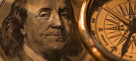 Compass overlay on Franklin portrait