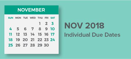 November 2018 individual due dates shown