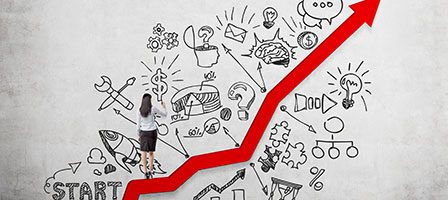 Businesswoman drawing success strategy concept