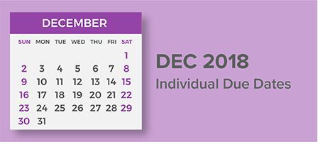 December 2018 individual deadlines highlighted