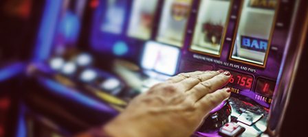 Casino slot machine in use
