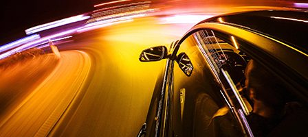 Night drive with motion blur effect