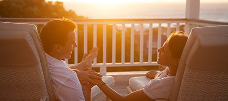 Romantic sunset view from the balcony