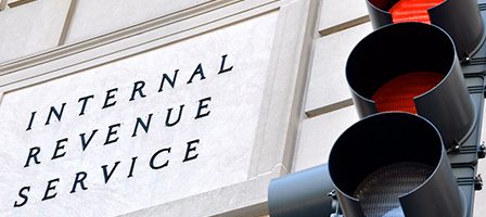 Internal Revenue Service sign and lights
