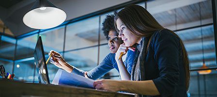 Teamwork in modern office setting