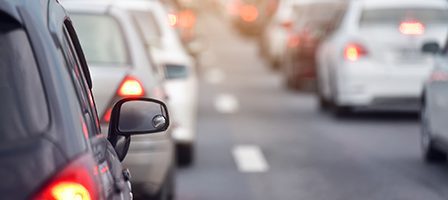 Traffic jam on a busy road