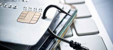 Credit card on computer keyboard