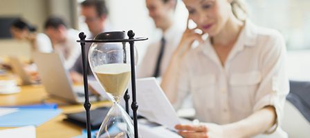 Hourglass on office desk