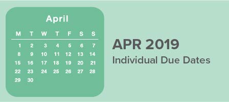 April 2019 individual due dates calendar