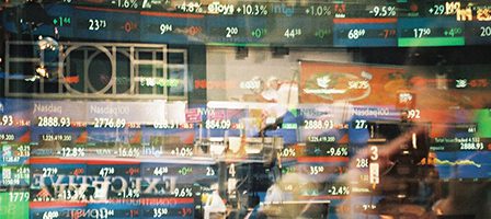 Blurred stock prices on screen