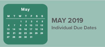 May 2019 individual due dates listed