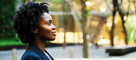 Woman gazing in a park