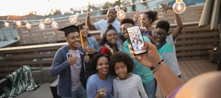 Group photo during rooftop gathering