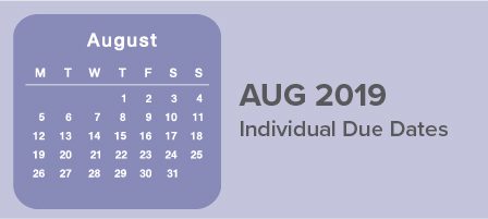 August 2019 important dates displayed