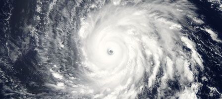 Hurricane spiral over the ocean