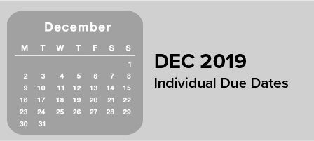 December 2019 schedule and due dates