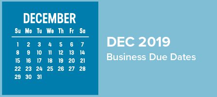 December 2019 business calendar