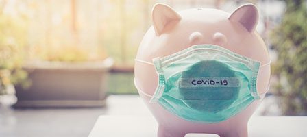 Piggy bank with protective face mask