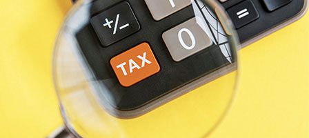 Tax button highlighted on calculator