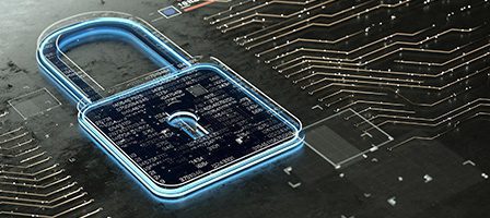 Technology security illustration with lock