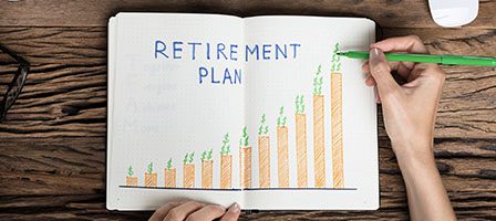 Retirement plan graph in notebook