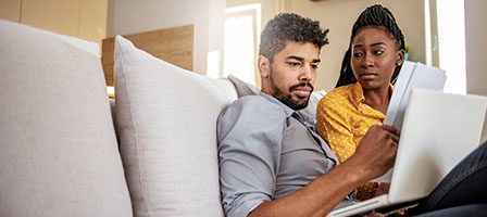 Serious discussion on living room couch