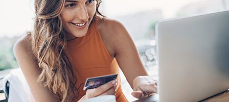 Online shopping with laptop and credit card