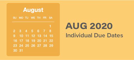 August 2020 calendar and due dates
