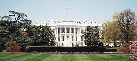 Presidential residence surrounded by trees