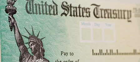 Detailed view of US Treasury check