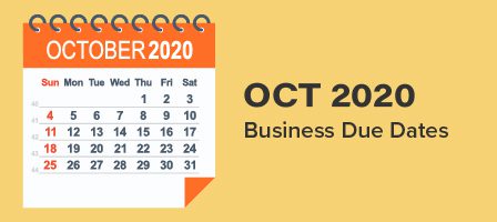Business due dates in October 2020