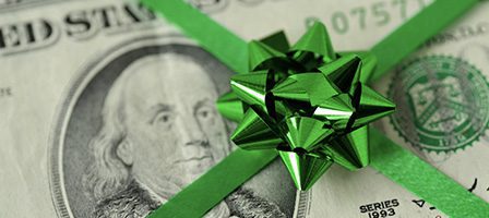 Money wrapped as a gift