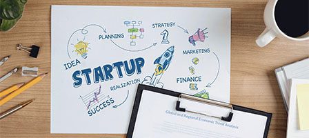 Startup planning concept with flowchart